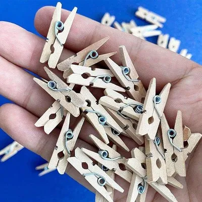 Image de Mini-pinces à linge de 25 cm, style rustique, avec motif photo
