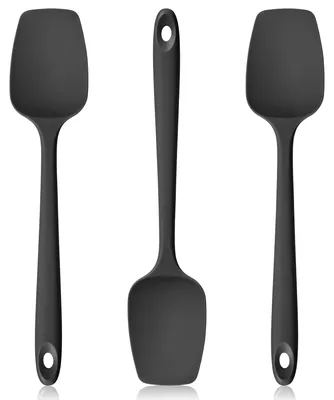 Productafbeelding van Set van 3 hittebestendige siliconen spatels en lepel, zwart