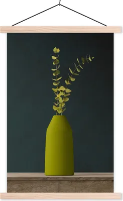 Produktbild von MuchoWow® Textilposter Blätter - Grün - Stilleben 40x60 cm mit holzfarbenen Rahmen - Poster