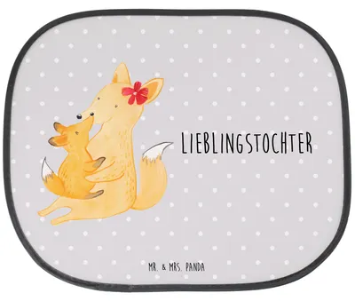 Produktbild von Mr. & Mrs. Panda Sonnenschutz für Auto Fuchs Mama - Grau Pastell - Geschenk, Hitzeschutz, Umarmen, Sonnenblende, Mutter, Autoscheiben, saugnapf, Schoß, Muttertag