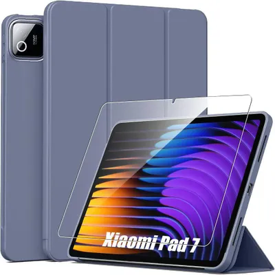 Image de Coque + Verre Trempé pour Xiaomi Pad 7 / 7 Pro - Protection Slim avec Fonction Support - Violet