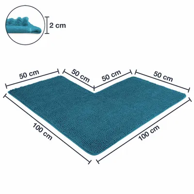 Produktbild von WohnDirect Eckbadematte PARIS Petrol 100 x 100 x 50 cm