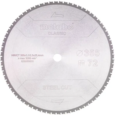 Produktbild von Metabo Sägeblatt steel cut - classic, 355x25,4 Z72 FZ/FA 4°