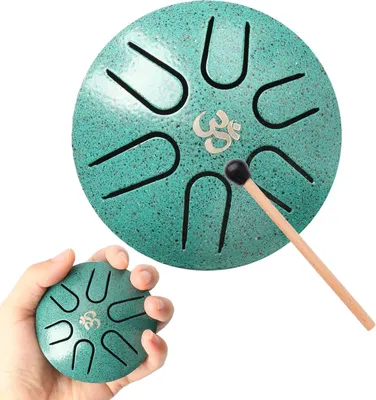 Produktbild von Zungentrommel Mini Trommel 3 Zoll 6 Töne Steel Instrument mit Schlägeln für Meditation Yoga