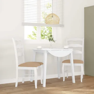Produktbild von Möbel Esszimmerstühle mit Kissen 2 Stk. Weiß Massivholz Gummibaum - Esszimmerstühle CC4484