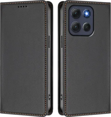 Produktbild von Handyhülle für Motorola Moto G86, Kunstleder Klapphülle Stoßfeste Magnetische Hülle mit Ständer Schwarz
