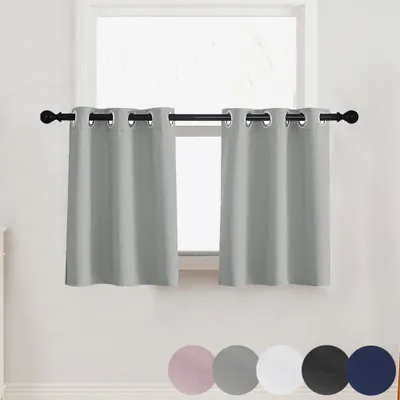 Produktbild von Scheibengardine Küche 2er Set Verdunklungsvorhänge mit Ösen Kurze Küchengardinen Blickdichte Gardinen für Kleine Fenster Thermo Vorhänge Cafe 85x61cm