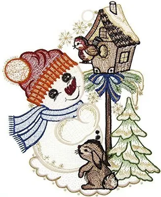 Produktbild von Fensterbild "Süßer Schneemann" farbig, 21 x 29 cm, Plauener Spitze