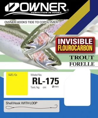 Produktbild von Owner Forellen Haken Fluorocarbon 150cm blau - 6 Forellenhaken, Gr./Durchmesser/Tragkraft:Gr. 12 /3.7kg /0.20mm