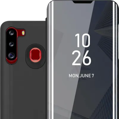 Zdjęcie produktu dla Etui na telefon komórkowy Cadorabo do Samsung Galaxy A21 w kolorze czarnym okładka tylna okładka ochronna okładka książeczka etui książeczka