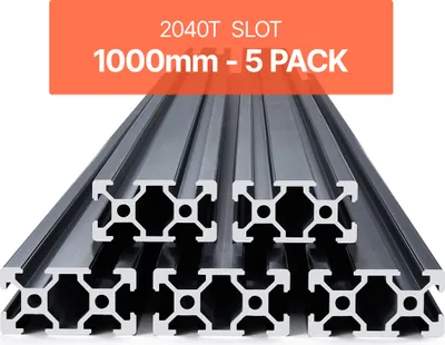 A stack of aluminum extrusions with a promotional banner at the top.