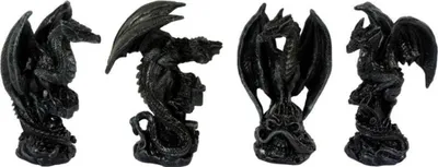 Produktbild von Drachen schwarz sitzend 4er Set