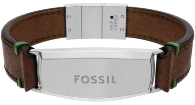 Produktbild von Fossil JF04988040 Herren Armband Edelstahl Silber braun 21,5 cm