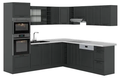 Produktbild von Eckküche Vicco R-Line Anthrazit Landhaus/Anthrazit 247 x 237 cm, AP Marmor, Model 53892