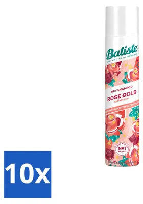 Imagen del producto de 10 unidades de champú seco Batiste Rose Gold: aroma suave a rosa, 200 ml. Paquete económico