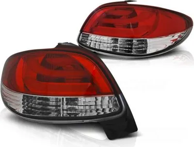 Immagine prodotto di Fanali posteriori a LED compatibili con Peugeot 206, anno di produzione 1998-2006, rosso/cromo