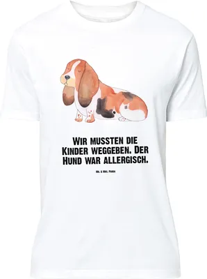 Produktbild von Mr. & Mrs. Panda Größe XL T-Shirt Hund Basset Hound - Weiß - Geschenk, Sprüche, mit Spruch, Tshirt, Kinderlos, Shirt