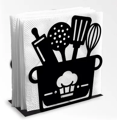 Image de Porte-serviettes en métal noir, dimensions 13,5 x 12,5 x 5 cm, pour la cuisine