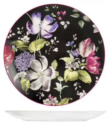 12er-Set flache Teller aus Porzellan, 27 cm, Blumenmuster
