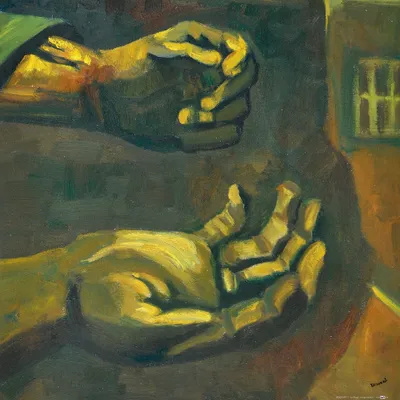 Obrázek produktu pro Vincent Van Gogh Art Print Obraz - Dvě ruce, 1885 (40 x 40 cm)