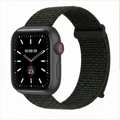 Produktbild von Smartwatch Armband für Apple Watch Series 6 44mm Nylon Textil Band Ersatzband Wechselband Klettverschluss flexibel atmungsaktiv Grün Oliv