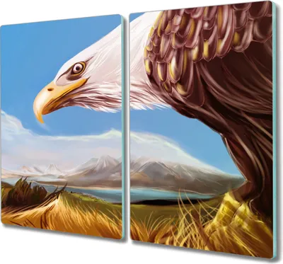 Produktbild von Coloray Hackbrett Kochplattenabdeckung Herdabdeckplatte 2x30x52 cm Schneidebrett Küchenbrett - Tier Vogel Adler Himmel