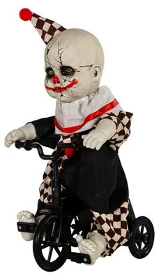 Produktbild von Schauriger Clown mit Dreirad Halloween Deko mit Bewegung 39cm