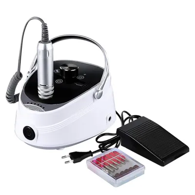 Produktbild von Elektrische Nagelfräser für Gelnägel, 35000 U/Min, Professionelle Nagelfeilen Set mit LCD-Display, Nagelbohrer Set mit Fußpedal und 6 Bits