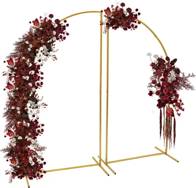 Image de Arche de mariage en forme de ballon, dorée, 1,8 m, fond avec cadre floral, arche de mariage en métal