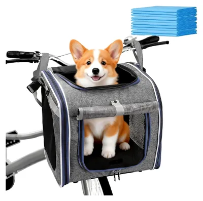 Produktbild von Hundefahrradkorb, faltbarer und atmungsaktiver Korb für Hunde und Katzen mit 4 Netzfenstern für kleine Tiere