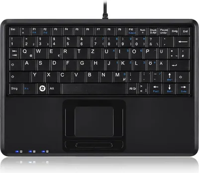 Produktbild von Perixx PERIBOARD-510 H PLUS ES, Mini USB-Tastatur, Touchpad, Hub, schwarz