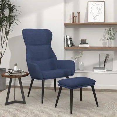 Image de Maison Exclusive - Fauteuil de détente avec repose-pieds, tissu bleu