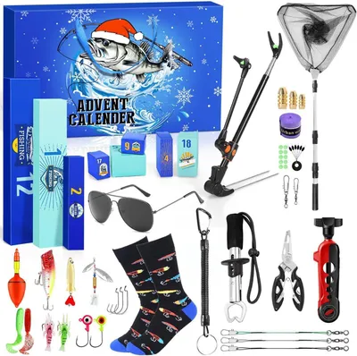 Produktbild von Angeln Adventskalender 2025 M?nner Teenager Junge, Angelkalender Angelnhaken Werkzeug Angellieber Weihnachtskalender 24 Tolle š¹berraschen Geschenk fš¹r ihn