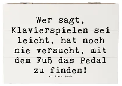 Produktbild von Mr. & Mrs. Panda Geschenkbox Spruch Klavier Herausforderung 22 x 15 cm - Weiß - Geschenk, Elfenbeintasten, holzkästchen, Musiker, Konzert, Tasteninstrument, Schatzkiste