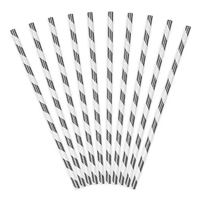 Produktbild von Strohhalme SILBER Papier 10 Stück 19,5 cm