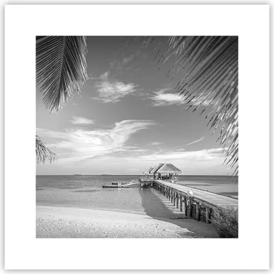 Produktbild von Poster - Poster ohne Rahmen - Himmlisch Strand Monochrom - 30x30 cm - Wand Bild - Wanddeko - Wandbilder - Kunstposter - Wandposter - Bilder - Kunstdruck - Wanddekoration - Wandbild - P2XAC30x30-4750
