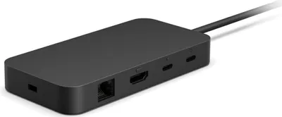 Produktbild von Microsoft Surface USB4 Dock, Kabelgebunden, USB4, 1000 Mbit/s, Schwarz, 60 Hz, Kensington