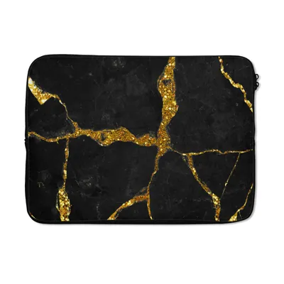 Produktbild von MuchoWow® Laptop Hülle 13 Zoll Marmor - Gold - Schwarz - Marmoroptik - Glitter Laptoptasche - Laptophülle - Sleeve - Rundumschutz