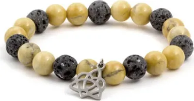 Productafbeelding van Armband met kralen van lavasteen en howliet. Artikelnummer: MINK107 / 17