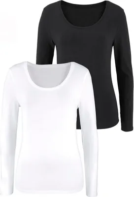 Produktbild von VIVANCE Langarmshirt schwarz, weiß Größe 36/38
