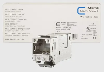 Produktbild von Metz E-DAT modul Cat.6A K Jack 130910KZ Keystone VPE=(12 Stück)