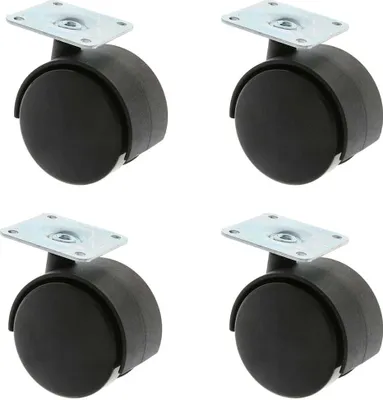 Produktbild von Möbelrollen Stuhl- Tischrolle aus Kunststoff einzeln oder 4er Pack mit Anschraubplatte Lenkrolle Ø50mm 4er Pack