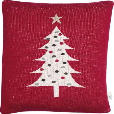 Produktbild von TOM TAILOR Zierkissenhülle KNITTED TREE Rot 45 x 45 cm