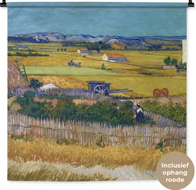 Produktbild von MuchoWow® Wandteppich Wandbehang Die Ernte - Vincent van Gogh 90x90 cm Tapisserie Dekoration Wandtuch - Wandaufhänger