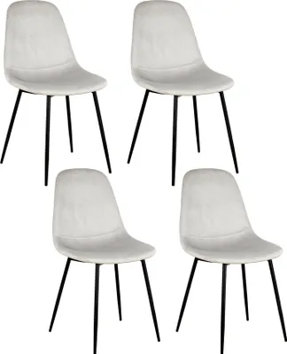 Image de Lot de 4 Chaises - HOME DECO FACTORY - Gulia - Velours Côtelé - Gris