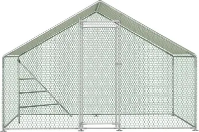 Imagen del producto de Gallinero con zona de esparcimiento al aire libre de 3x2 metros con techo – Gran jaula metálica para gallinas, conejos y pequeños animales, gallinero resistente a la intemperie con cubierta de polietileno, puerta de seguridad, estructura para escalar y zona de esparcimiento para el jardín