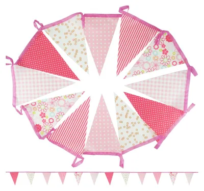 Produktbild von Goodymax® Wimpelkette 4 m Polyester-Stoff mit Muster rosa