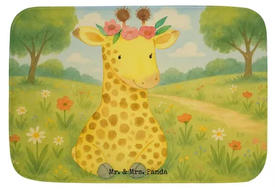 Produktbild von Mr. & Mrs. Panda teppich für bad Giraffe Blumenkranz Design - Weiß - Geschenk, Badteppich, badezimmermatte, Wildtiere, Badezimmerteppich, Badläufer, Duschvorleger