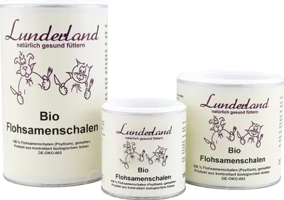 Produktbild von Lunderland BIO Flohsamenschalen 350g / 100% Bio Flohsamenschalen gemahlen Einzelfuttermittel für Hunde und Katzen
