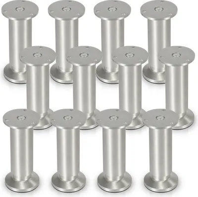 Produktbild von TolleTour 12er Set Möbelfüße Tischbein Set Sofafüße Möbelbeine Bettstützen Sofafüße Schrankfuß Möbelbeine Alu 4x200mm